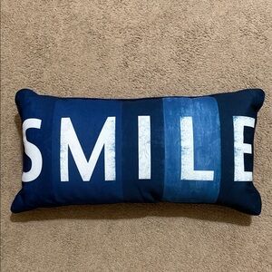 Blue 'Smile' Decorative Pillow